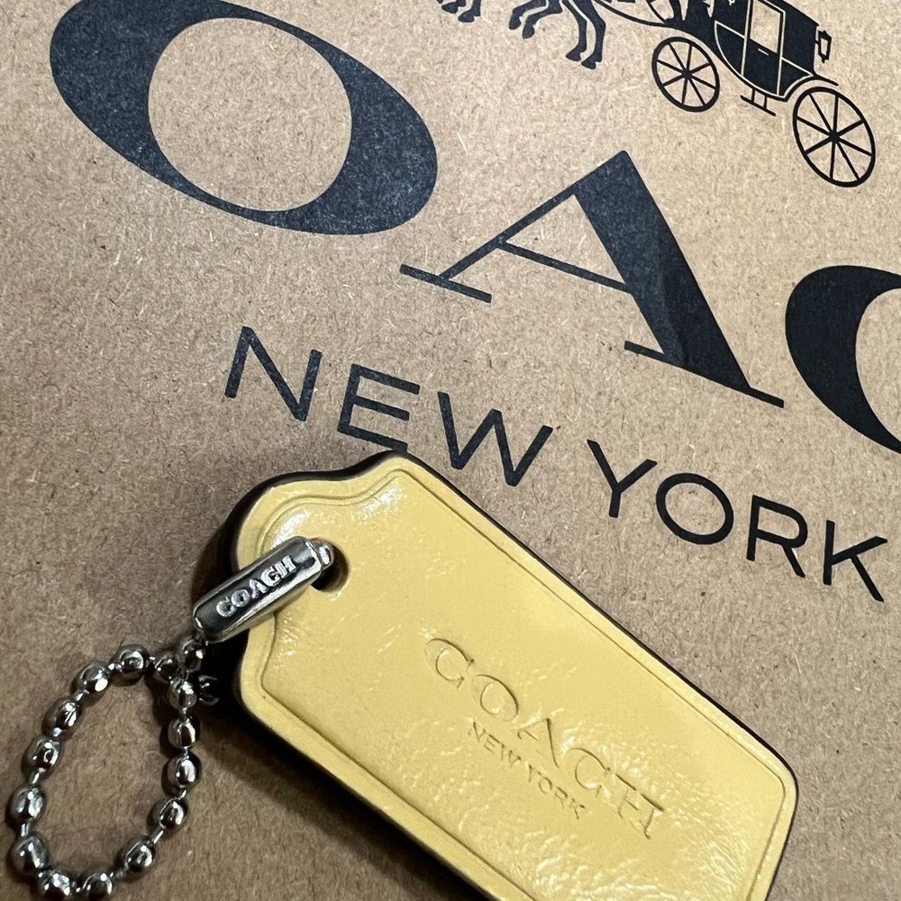 Coach Yellow Leather Tag Key & Card Holder with Ball-Chain - Picture 5 of 8